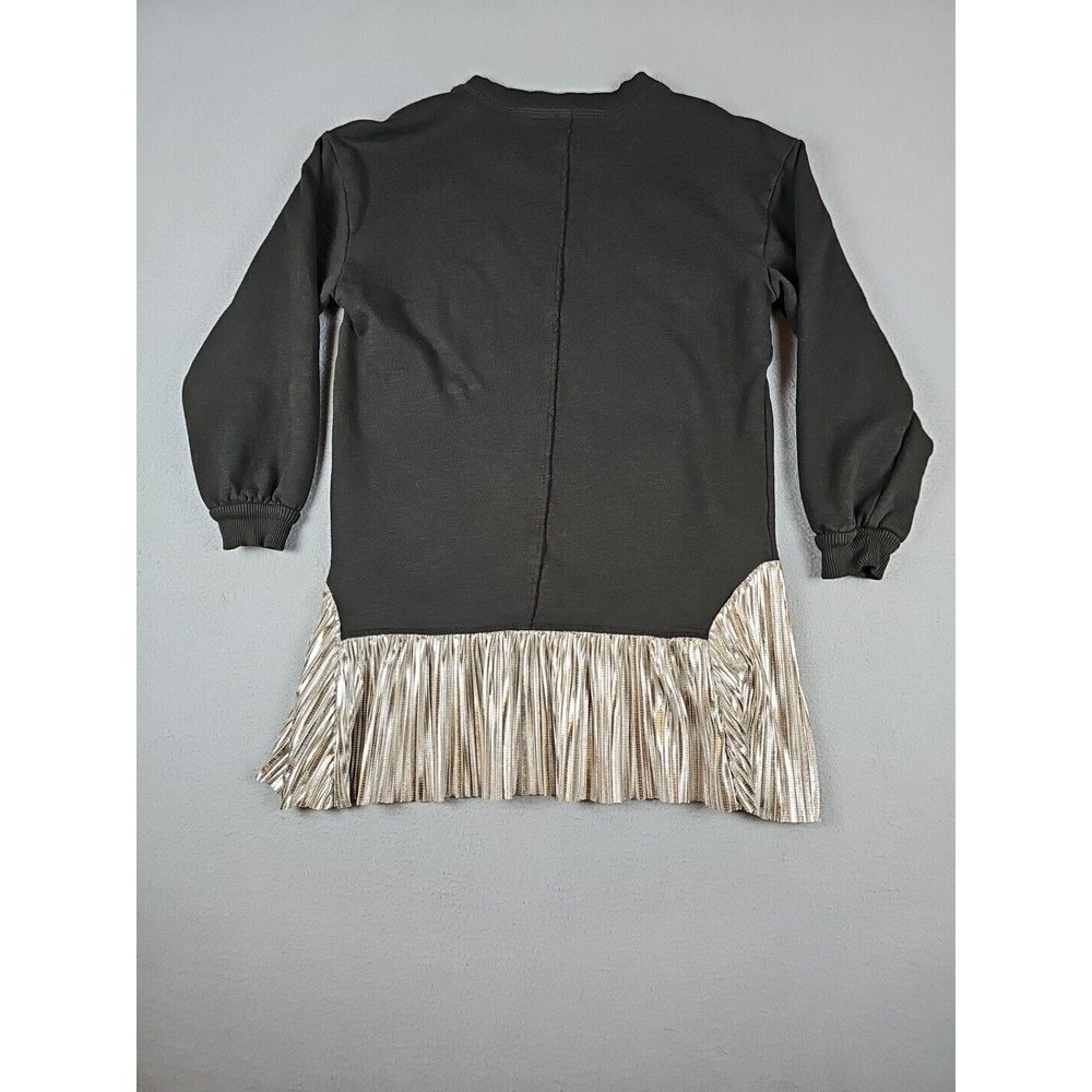 Pilcro Anthropologie Women's XXS Metallic Twofer Tunic Blouse Silver Black - Picture 9 of 12